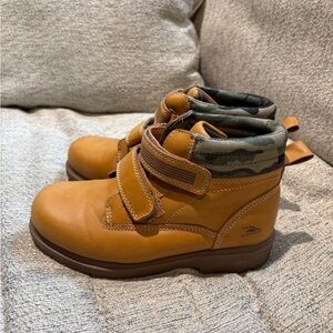 Deer Stags Kids Tan Boots with Camouflage Accent